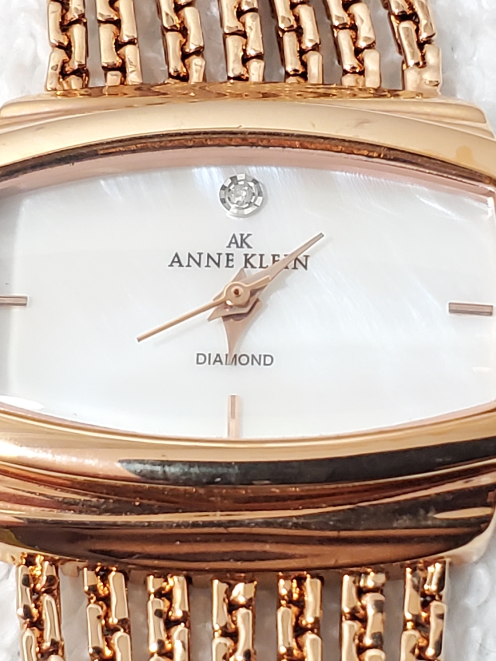 Anne Klein Women's Rose Gold Tone Diamond Mother Pearl Dial 1 Jewel Multi Strand
